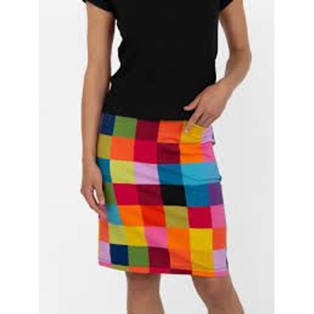 Lesley Evers NEW Multicolor Colorful Checker Skirt XL Mod Retro Dopamine Preppy